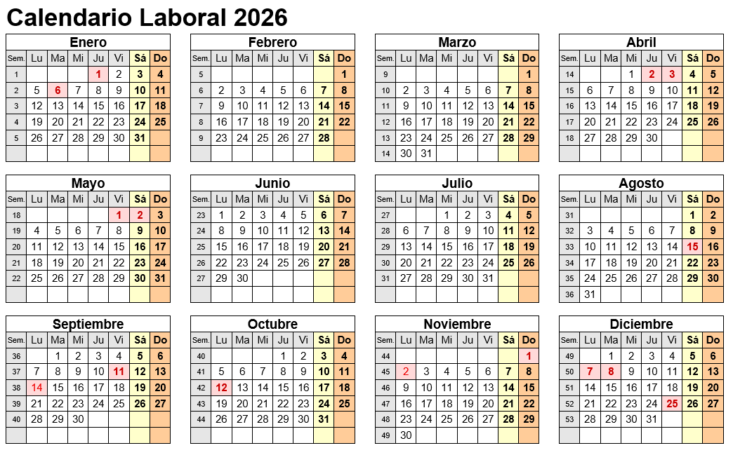 Calendario laboral 2026