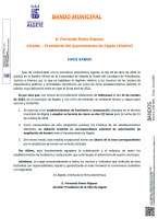 BANDO MUNICIPAL: Ampliación de horario de cierre hostelería día 31 Octubre.